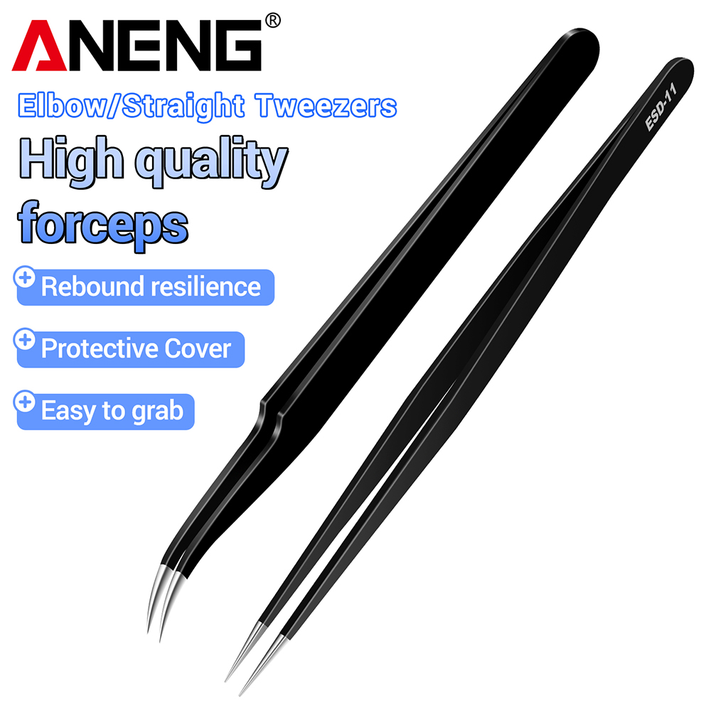 Smd Tweezer Set - ANENG Pinset Baja Tahan Karat Ujung