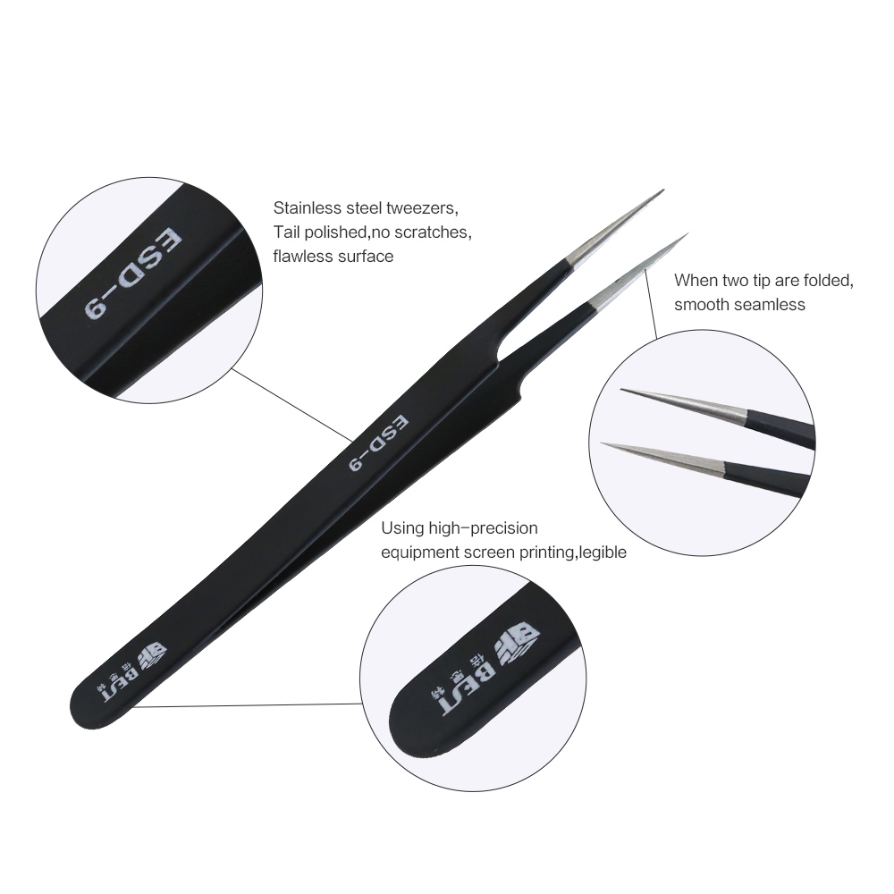 BST-ESD-9 Pinset Anti-statis S - Smd Tweezer Set ulasan dan harga